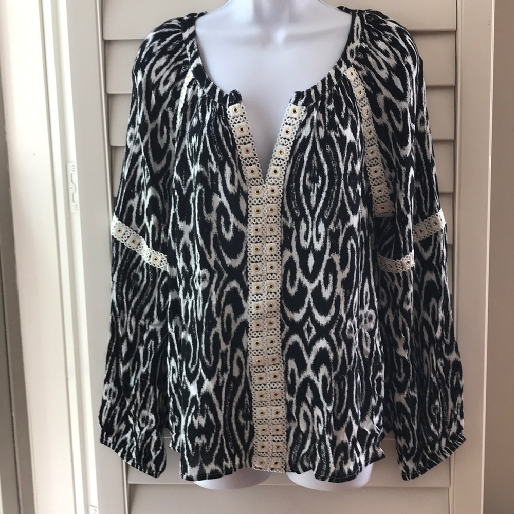 INC blouse size S, Tribe DC w/ ribbon detail